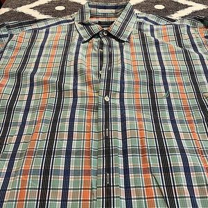 Mens NAUTICA Button-down Checkered print Short sleeve Shirt, XXL